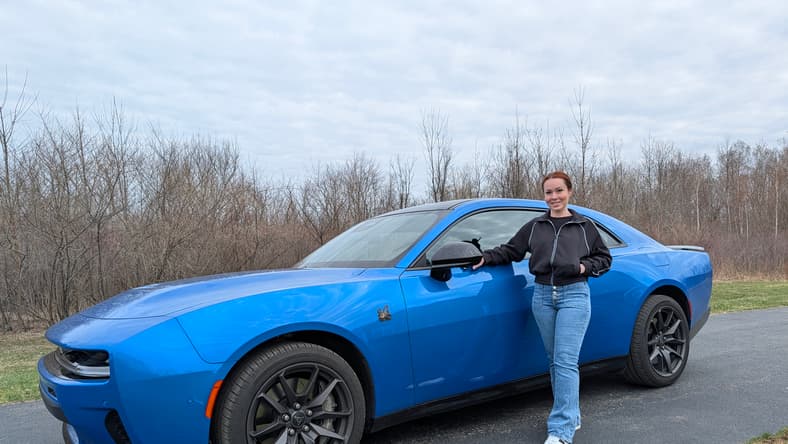 Shannon Posing With The 2026 Dodge Charger Sixpack