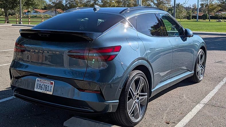 The Rear Quarter Of The 2026 Genesis Gv60 Performance Awd