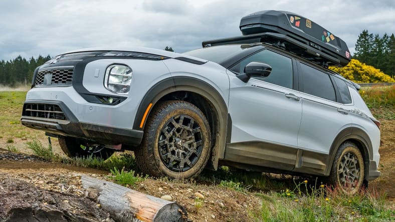 The 2025 Mitsubishi Outlander Trail Edition Climbing A Muddy Hill