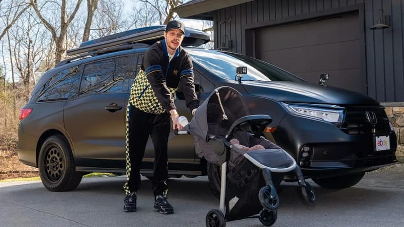 Actor And Comedian Pete Davidson With His Honda Odyssey Customized By Ebay Motors