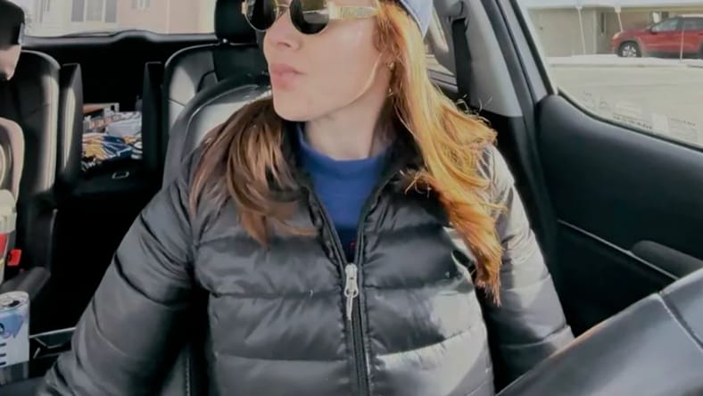 Shannon Bassett In Her Winter Coat Uniform For School Runs And Errands