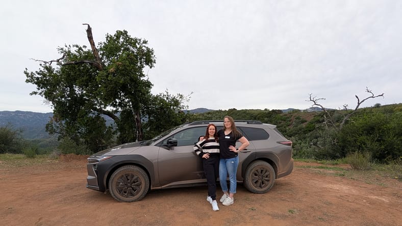 The 2026 Toyota bZ EV Was Redesigned and Now Costs Less, But It's the Premium Woodland Model We Fell For 5 Kristen Brown And Shannon Bassett With The 2026 Toyota Bz Woodland