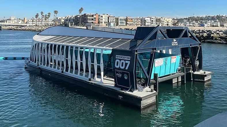 Why Kia Took Me on a Boat to Look at Trash in the Ocean 2 The Ocean Cleanup Interceptor 007 At Ballona River Mouth In Los Angeles.