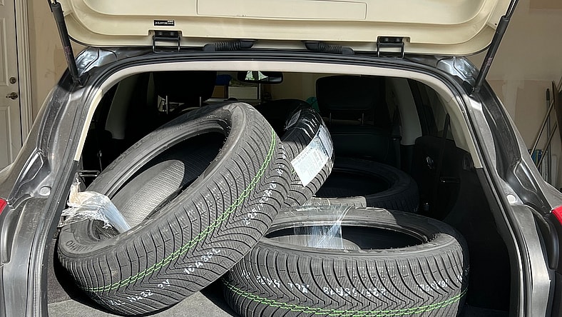 My New Tires On The Way To Being Installed