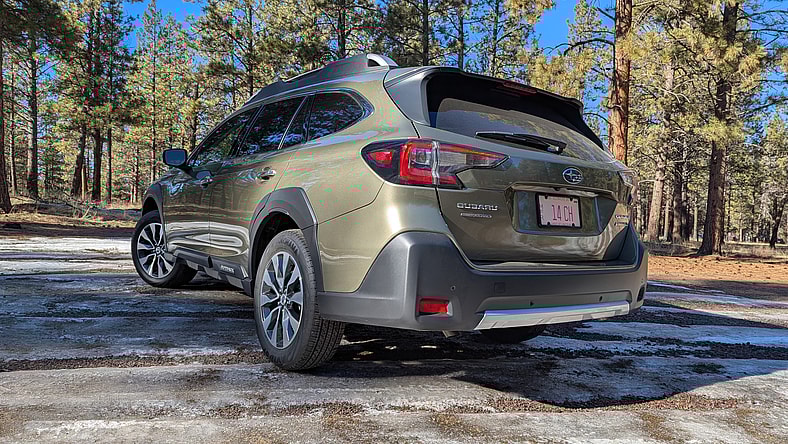 The Rear Quarter End Of The 2025 Subaru Outback Touring Xt