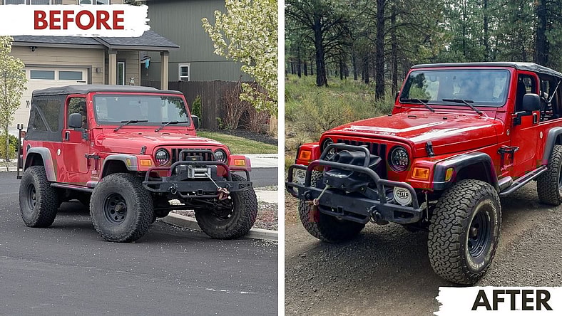 A Before And After Picture Of My Jeep When I Used Meguiar'S Products