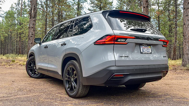 The Rear End Of The 2025 Toyota Grand Highlander Nightshade Hybrid