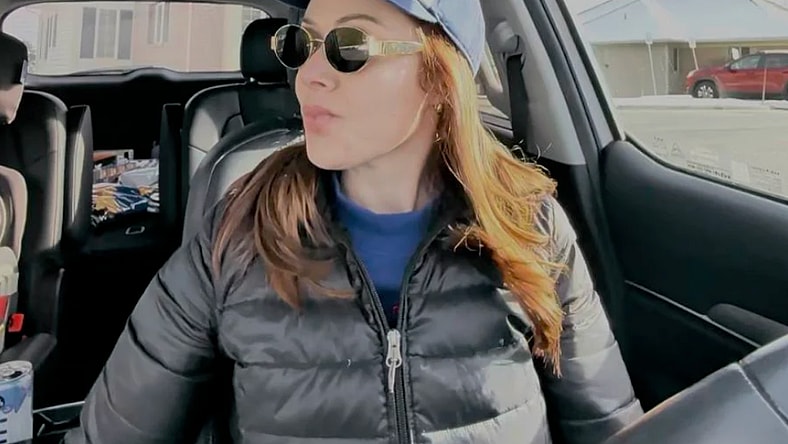 Shannon Bassett In Her Winter Coat Uniform For School Runs And Errands