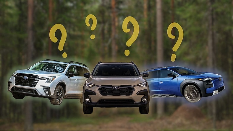 Don't Worry, Subie Newbie - We'll Help You Pick The Right Subaru For Your Next Adventure 2 Subaru Suvs With Question Marks Over Them