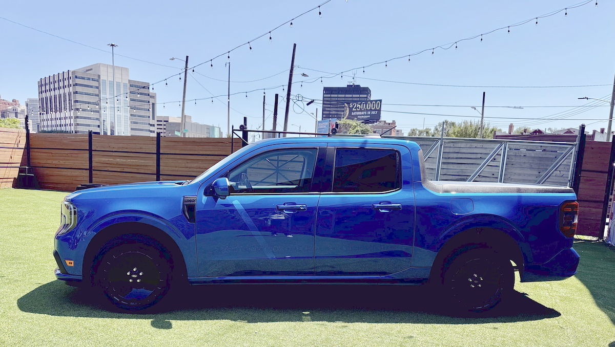 A Side View Of The Ford Maverick Lobo Shows Its Low Stance And Monoblock Wheels