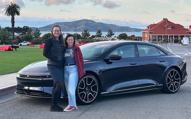 Kristin Shaw And Jill Ciminillo With The Lucid Air Sapphire