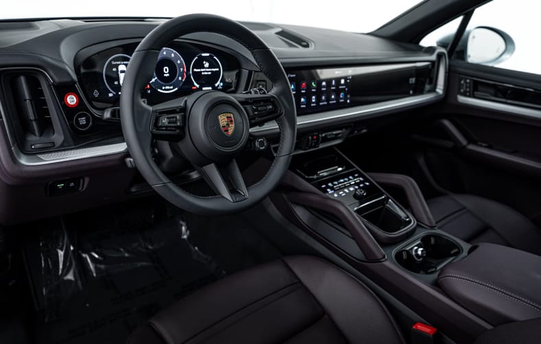 The Optional Blackberry And Black Interior Of The Porsche Cayenne E-Hybrid