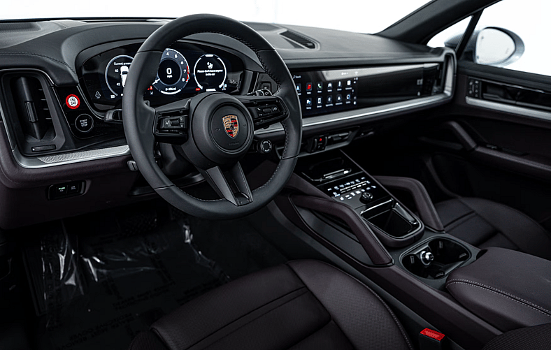 The Optional Blackberry And Black Interior Of The Porsche Cayenne E-Hybrid