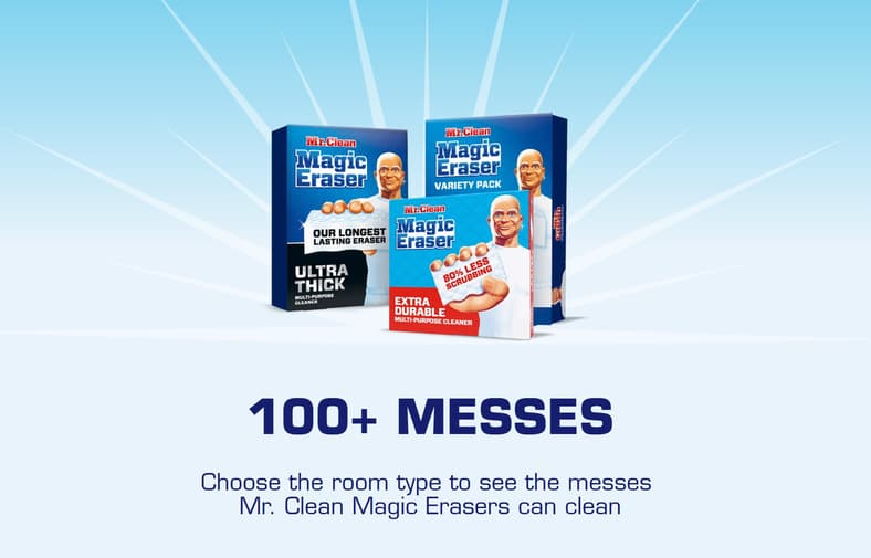 A Screenshot Of The Mr. Clean Magic Eraser Claiming To Clean Up More Than 100 Different Messes