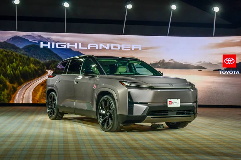 A Front Quarter View Of The 2027 Toyota Highlander Ev