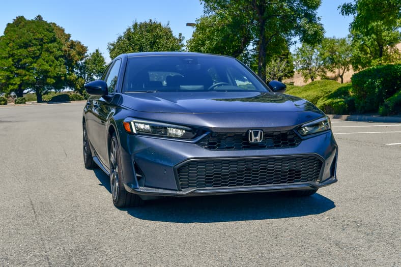The Front End Of The 2026 Honda Civic Hatchback Hybrid