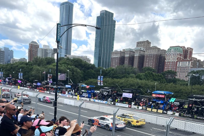 The Grand Stands Facing The Straightaway In Chicago