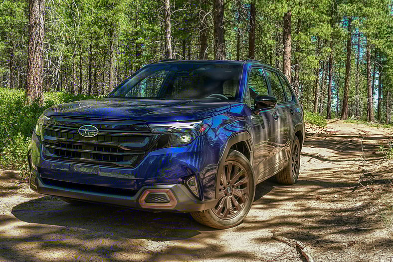 Both the 2025 Toyota RAV4 and Subaru Forester Hybrid Are Winners. But One is a Champ. 4 The Front End Of The 2025 Subaru Forester Hybrid