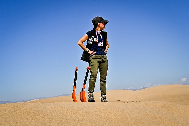 Jill Ciminillo Standing On A Dune In The Desert During The 2024 Rebelle Rally