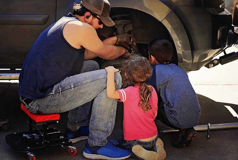 Celebrating Father'S Day Teaching Kids To Change A Tire