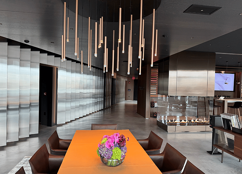 The Studio At Rolls-Royce Private Office New York Features A Stainless Pantheon Column Wall