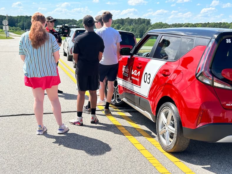 Students Head Out To The Course With Instructors At The B.r.a.k.e.s. Driving Program