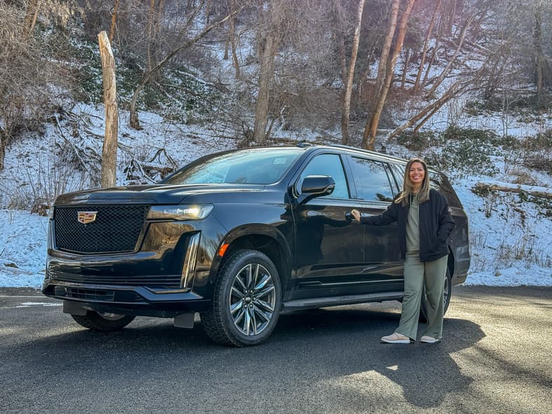 Allison Bell Posing With Her 2021 Cadillac Escalade