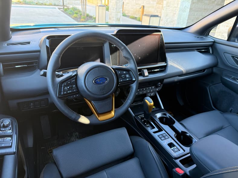 The Driver'S Center Of The 2026 Subaru Outback Wilderness, Highlighting The Optional Leather