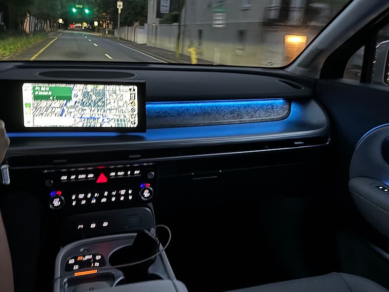 Ambient Light Plays Up The Interior Details At Night In The Hyundai Ioniq 9