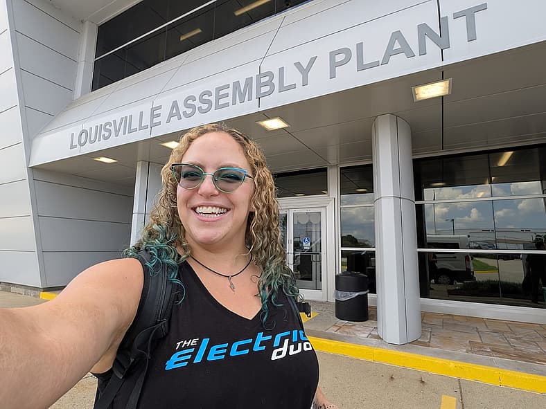 Liv Leigh Outside The Ford Louisville Assembly Plant For The Ford Ev Model T Moment