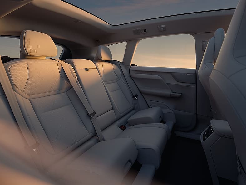 The Rear Seat Of The Volvo Ex60 With Integrated Booster Seats