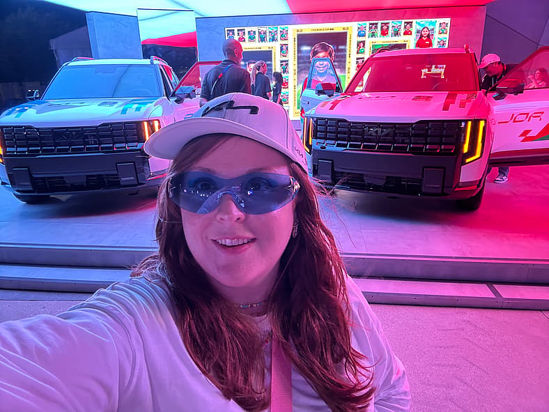 Natalie Standing In Front Of The Kia Activation At The 2026 Fifa World Cup Game In Texas