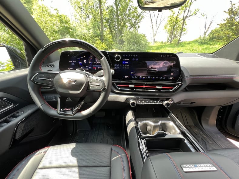 The Front Seat In The Chevrolet Silverado Ev