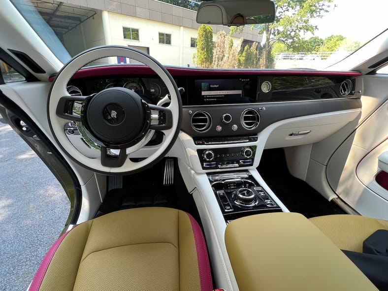 The Interior Of The Rolls Royce Spectre; Notice The Door Opens From The Rear, Which Makes Retrieving The Umbrella Easy