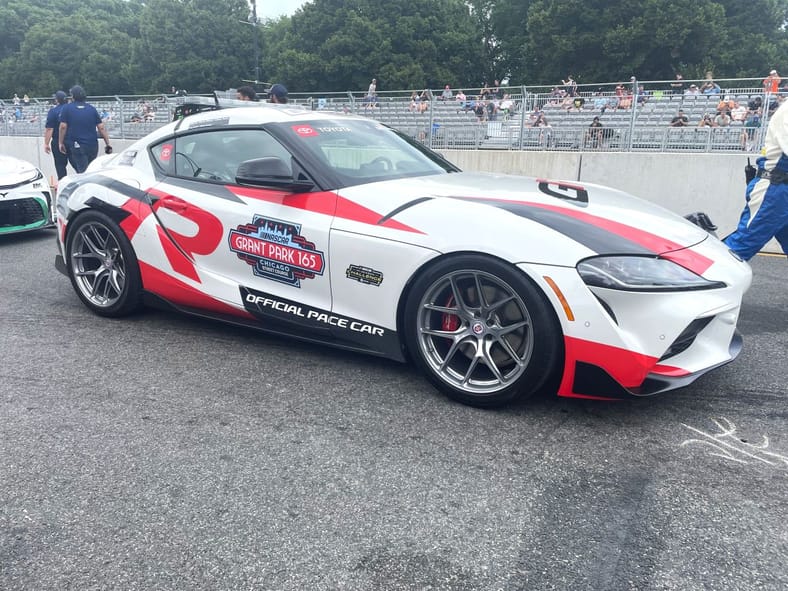 A Toyota Supra Being Used A Pace Car For The Nascar Chicago Street Race