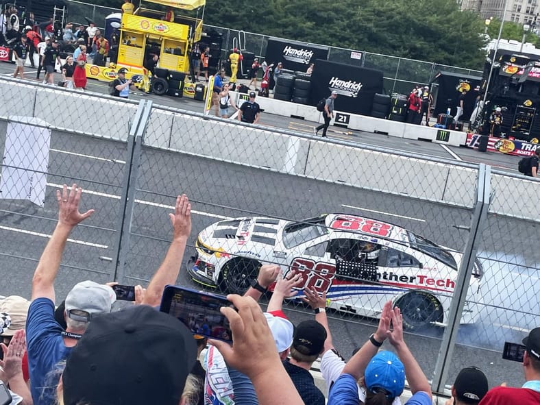 Our Seats Close To The Finish Line At The Nascar Chicago Street Race