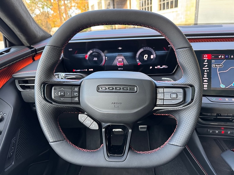 2026 Dodge Charger Sixpack: The Classic Muscle Car Is Back, Modernized and Simplified 6 The Flat Top And Bottom Steering Wheel In The 2026 Dodge Charger