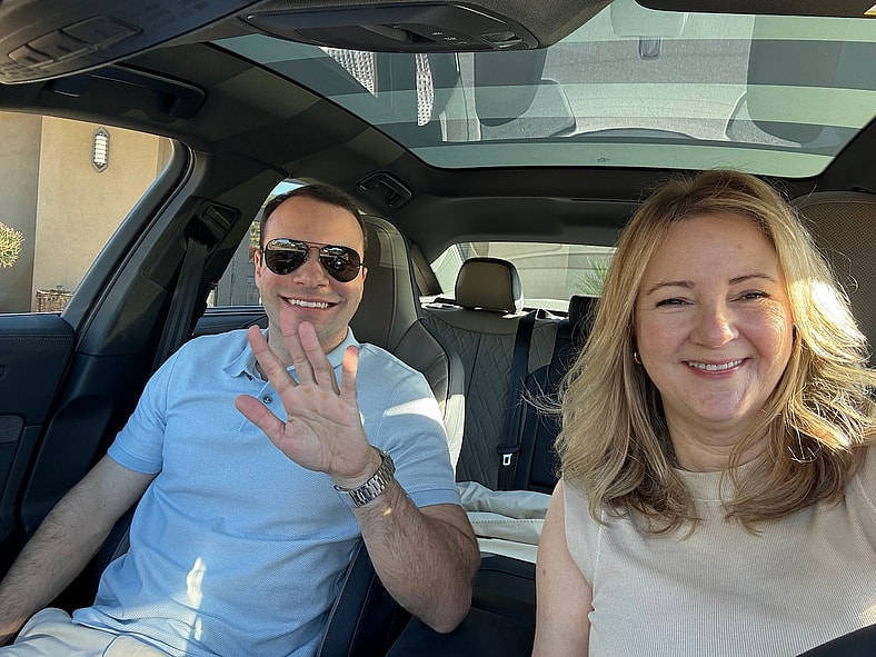 My Drive Partner Kyle And Me In The Audi A6; Notice The Sunroof Glass!