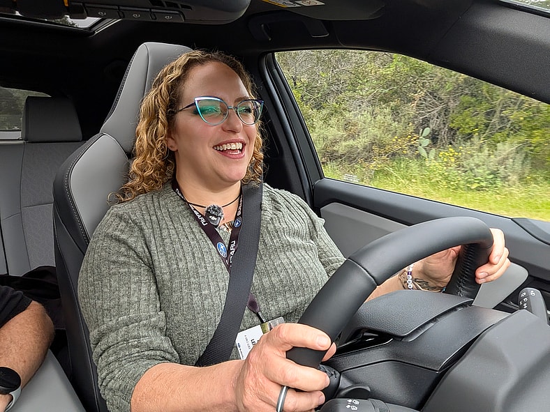 Liv Smiling While Driving The Subaru Uncharted