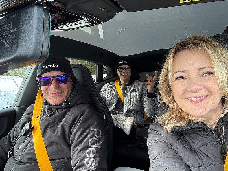 In The Driver'S Seat Of The Polestar 4 With Snow Pro Dany In The Passenger'S Seat