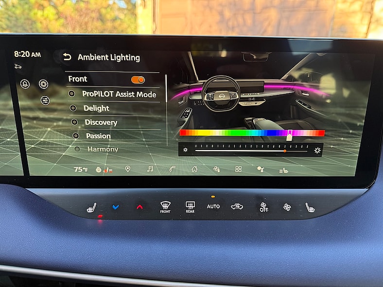 The Multimedia Touch Screen In The 2026 Nissan Leaf Lets You Adjust The Ambient Lighting