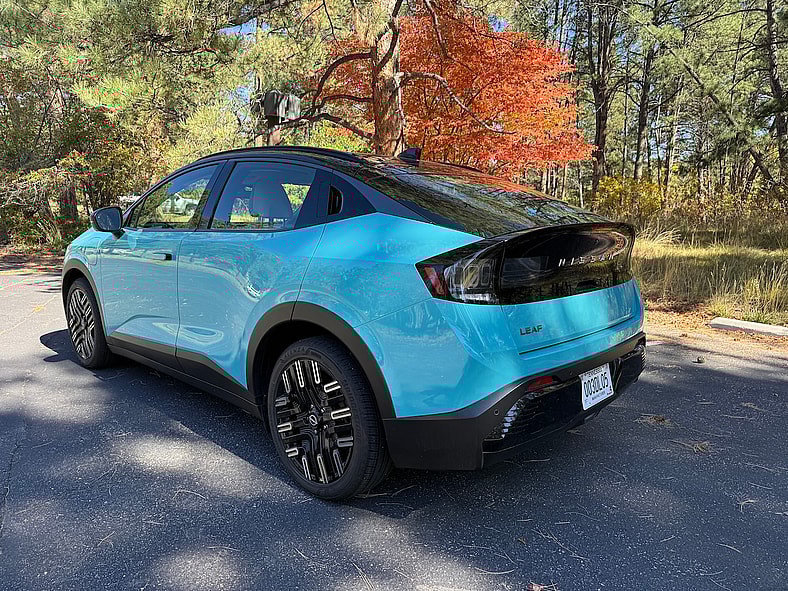 The Rear Of The 2026 Nissan Leaf Shows Its Sportback Design