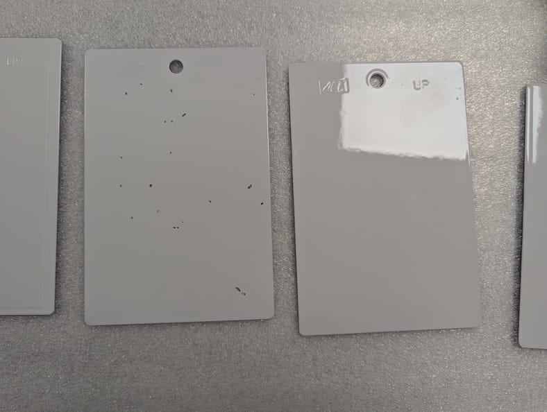 Paint Samples, Protected (Right) And Not(Left)