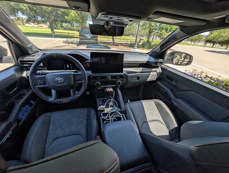 The Interior Of The 2025 Toyota Tacoma Trd Pro Double Cab From The Back Seat