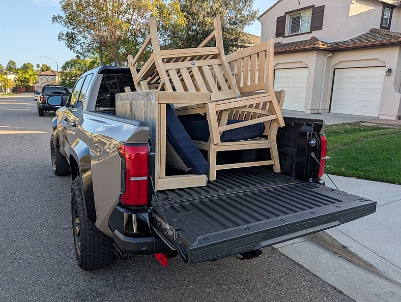The Bed Of The 2025 Toyota Tacoma Trd Pro Full Of Furniture