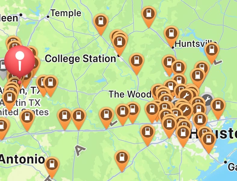 All The Level 3 Dc Fast Chargers Between Austin And Houston