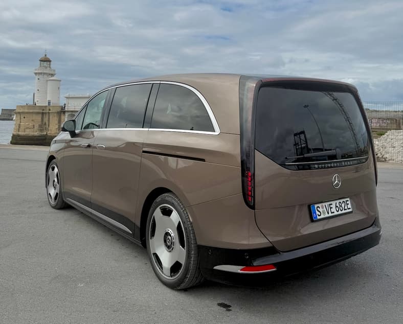 The Rear Of The Mercedes-Benz Vle Luxury Electric Minivan