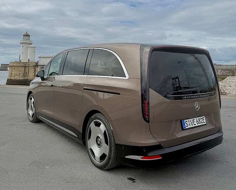 The Rear Of The Mercedes-Benz Vle Luxury Electric Minivan