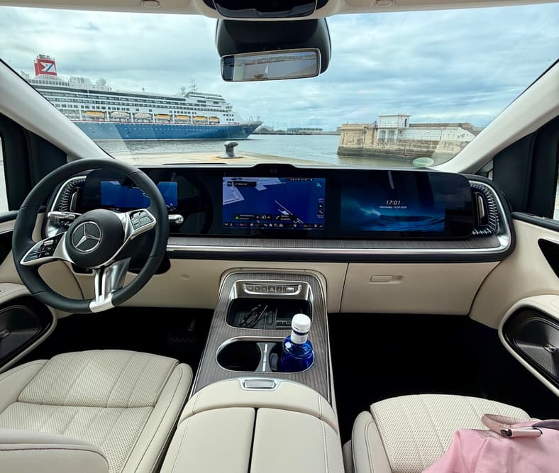 The Front Seat Of The Mercedes-Benz Vle Luxury Electric Minivan