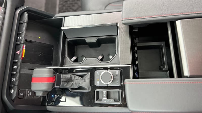 My Whirlwind Romance With the Toyota Sequoia 3-Row SUV 16 The Trd Pro Sequoia Offers A No Frills Center Console With A Wireless Charging Pad, Cupholders And Extra Storage Under The Arm Rests. Photo: Allison Bell